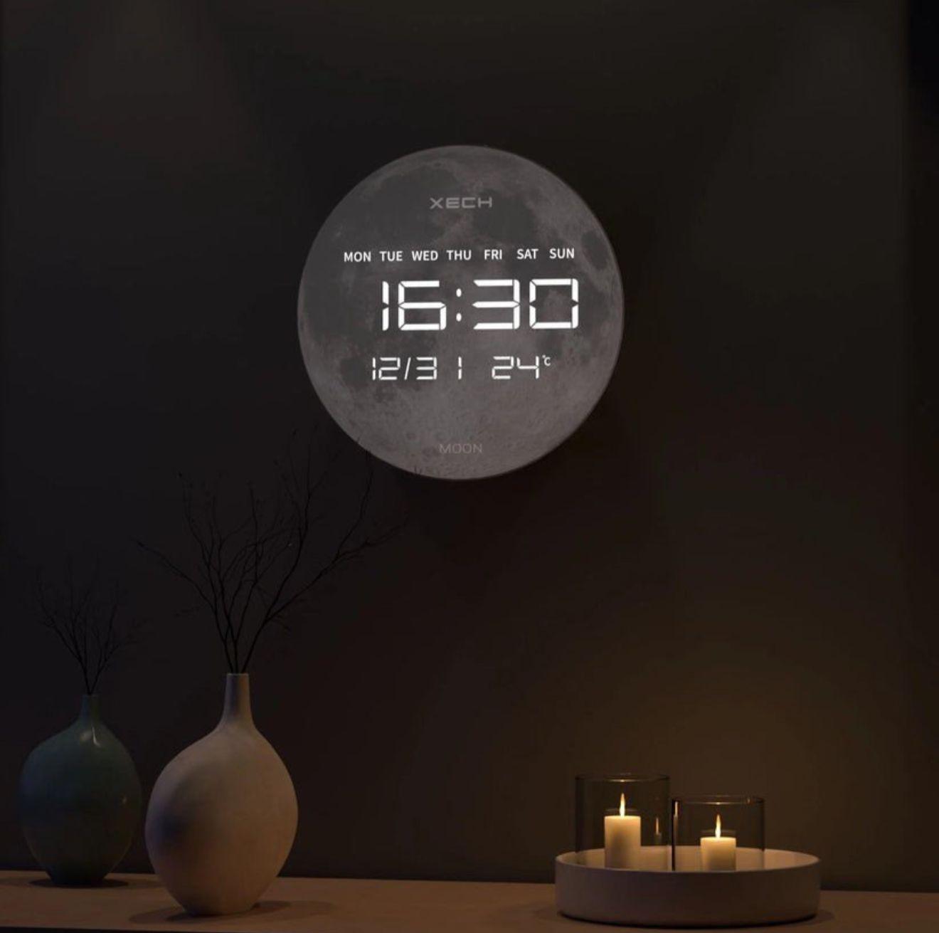 Moon Wall Clock Mirror