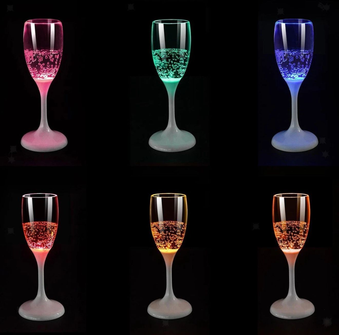 Led Flute Glasses Goblet Liquid Activated (Set of 2)