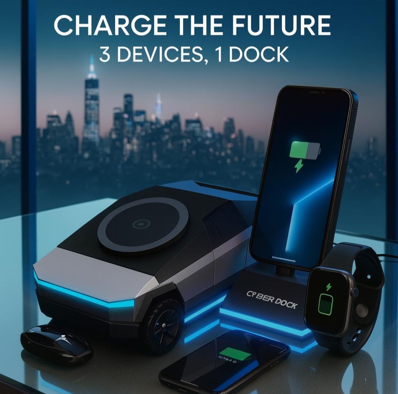 3 in 1 CyberTruck Wireless Charger