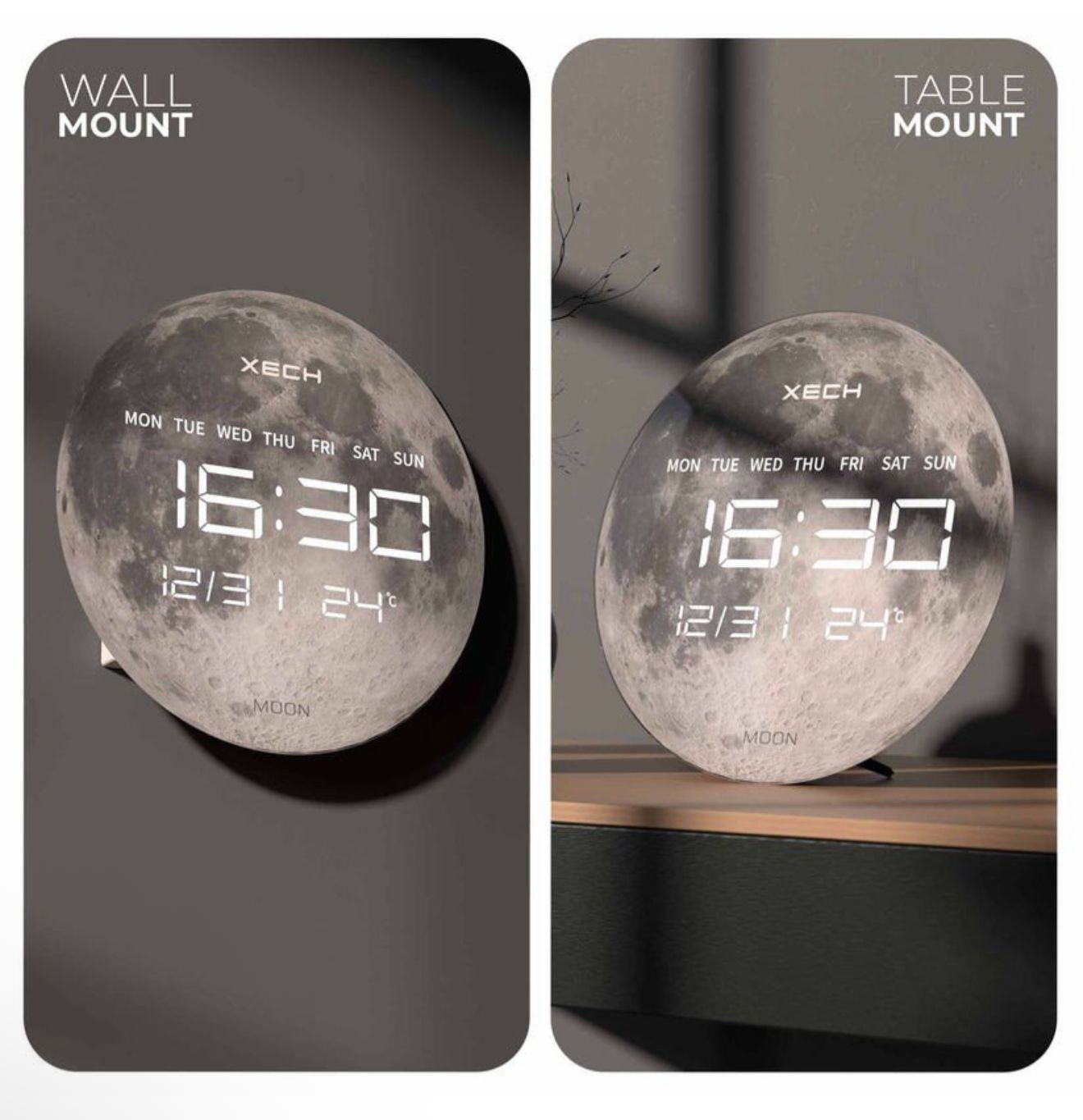 Moon Wall Clock Mirror