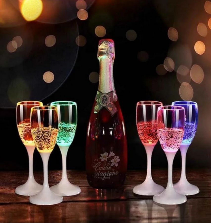 Led Flute Glasses Goblet Liquid Activated (Set of 2)