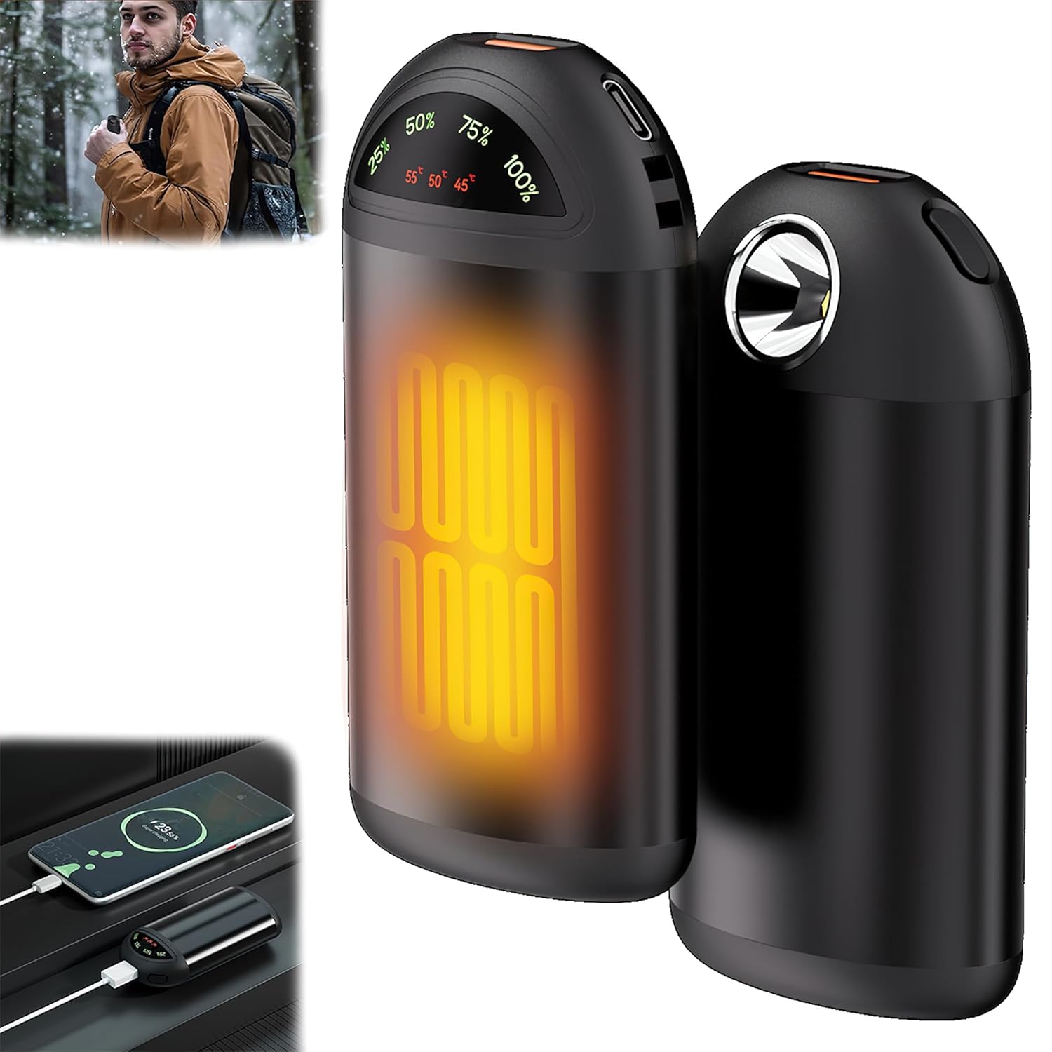 MULZI Hand Warmers - Electric Hand Warmer with LED Display, Rechargeable 5000mAh.