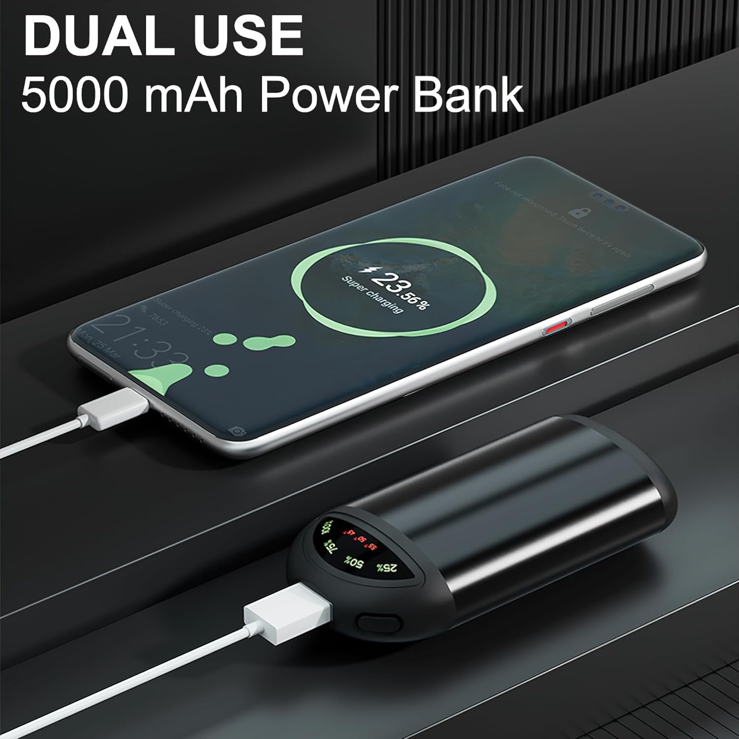 MULZI Hand Warmers - Electric Hand Warmer with LED Display, Rechargeable 5000mAh.