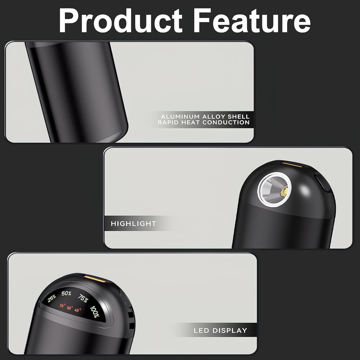 MULZI Hand Warmers - Electric Hand Warmer with LED Display, Rechargeable 5000mAh.